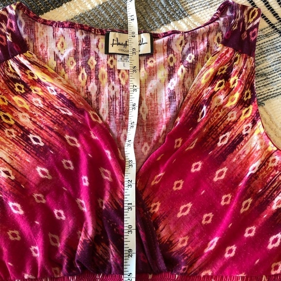 VTG Mary McFadden Womens Dress Sz XL Pink Sleeveless V-Neck Boho Maximalist Cute - Picture 7 of 7